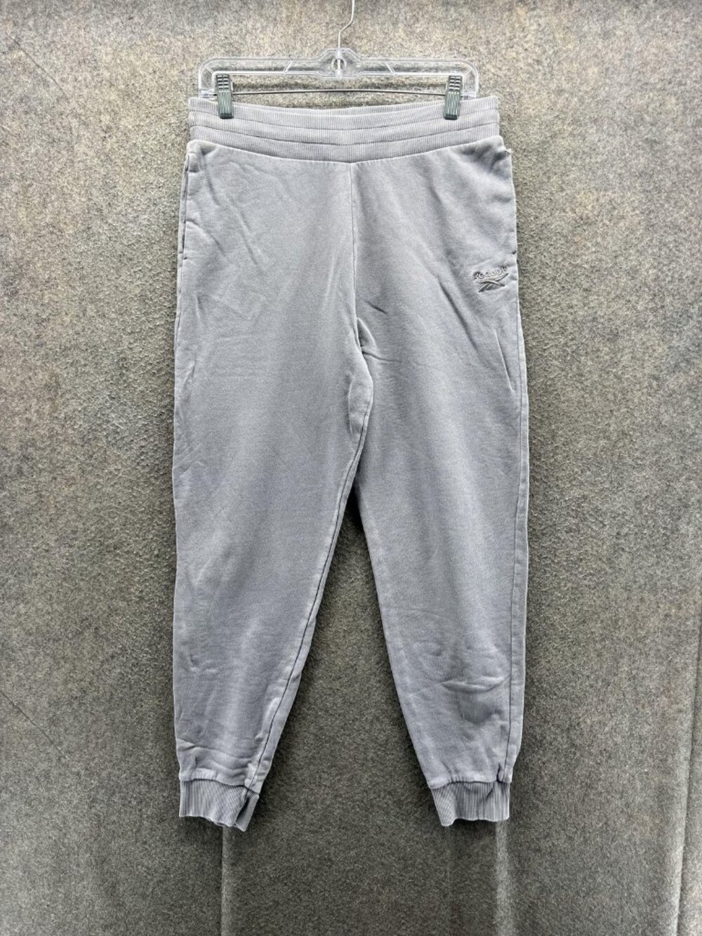 Reebok Jogger Sweatpants Womens Small Gray Fleece Elastic Waist Tapered Athletic